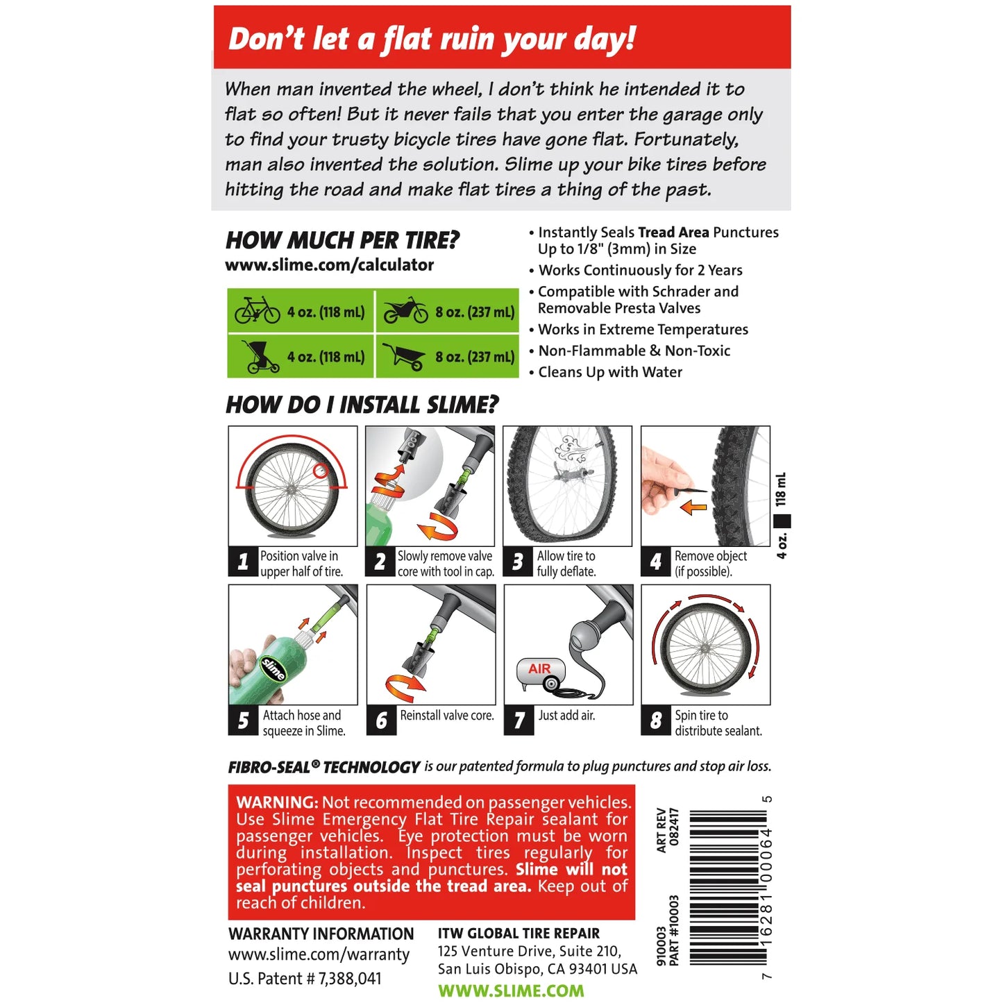 SLIME TUBE SEALANT 8 oz