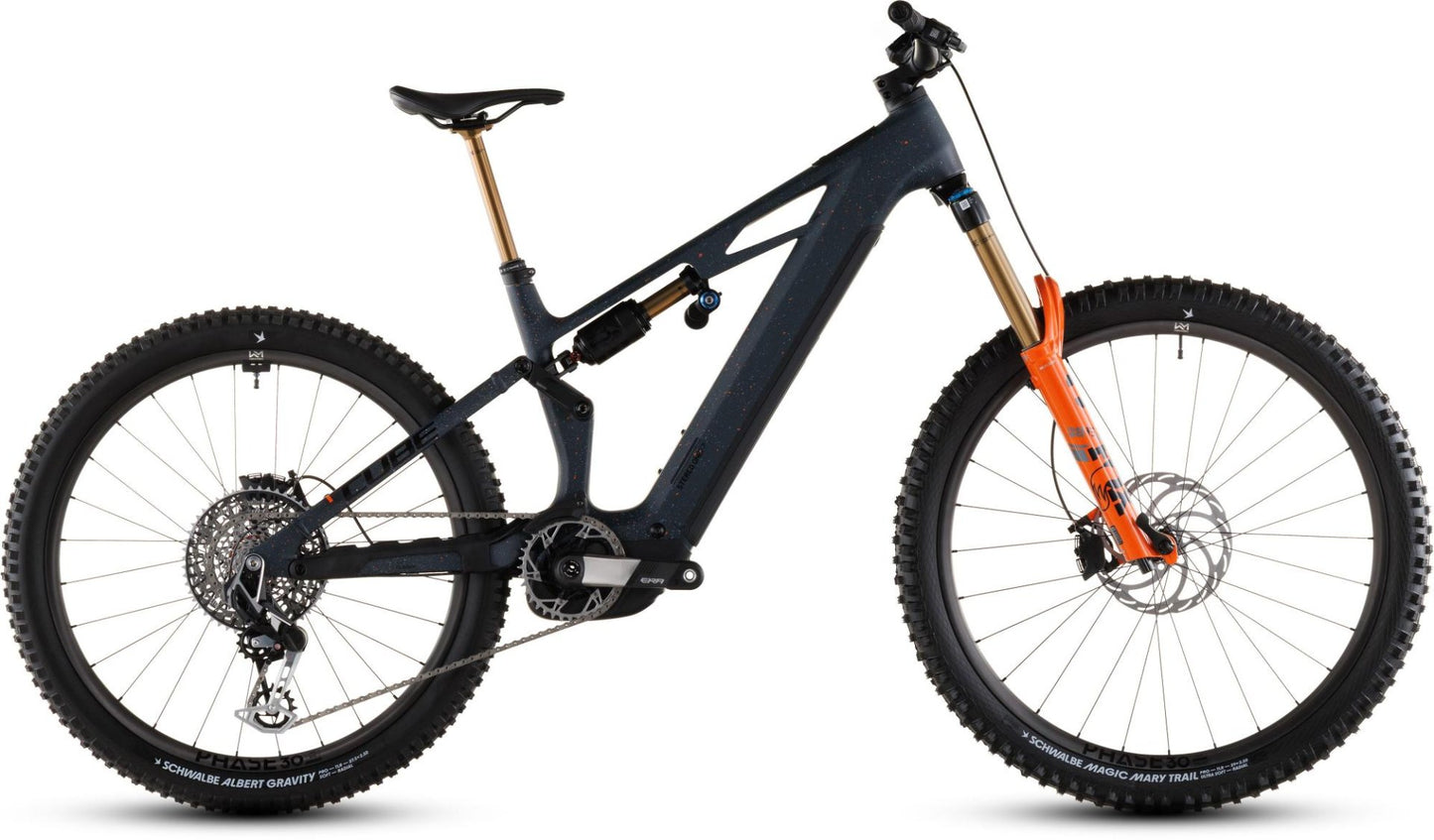CUBE STEREO HYBRID ONE77 HPC SLT 800 eMTB BIKE 2026 GALAXY' N 'ORANGE