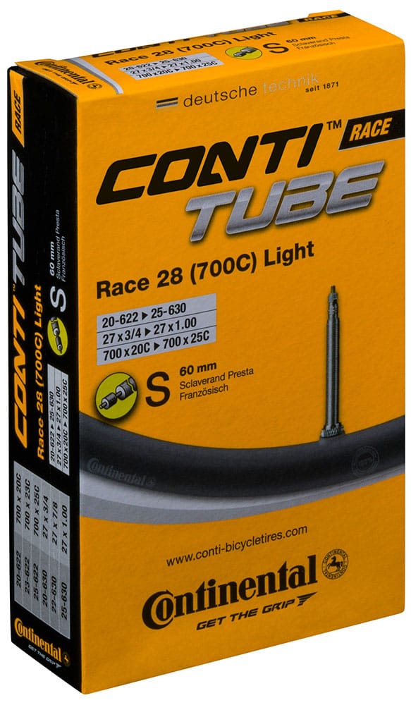 CONTINENTAL RACE LIGHT 700X20-25C 60MM PRESTA VALVE INNER TUBE