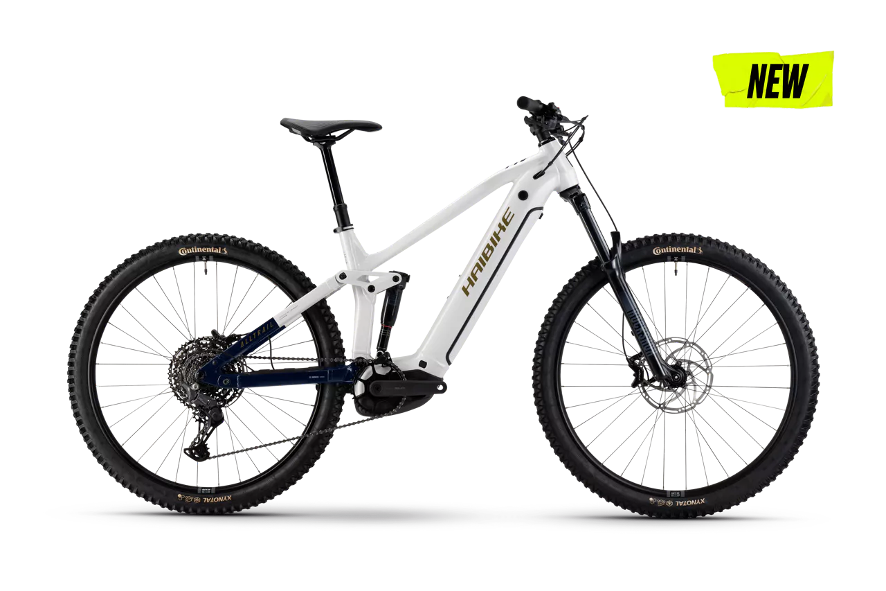 HAIBIKE ALLTRAIL 8 FULL SUSPENSION eMTB BIKE 2025 GLOSS WHITE/BLUE/GOLD