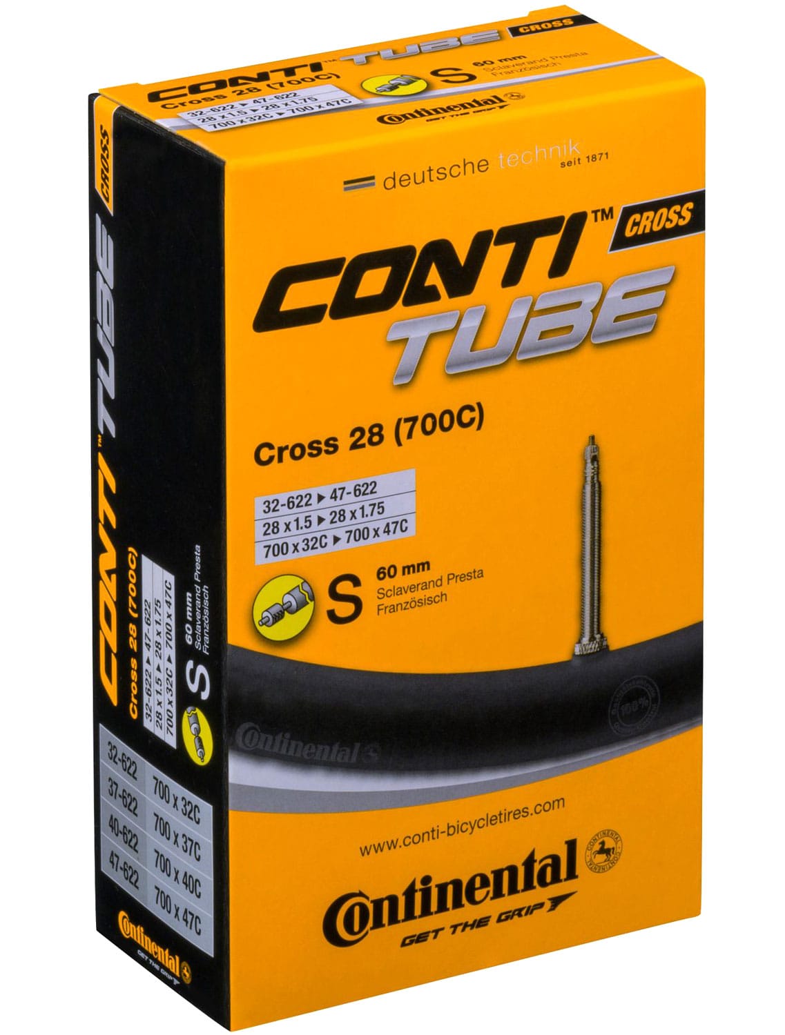 CONTINENTAL CROSS 28 S42 700x20-25c PRESTA TUBE