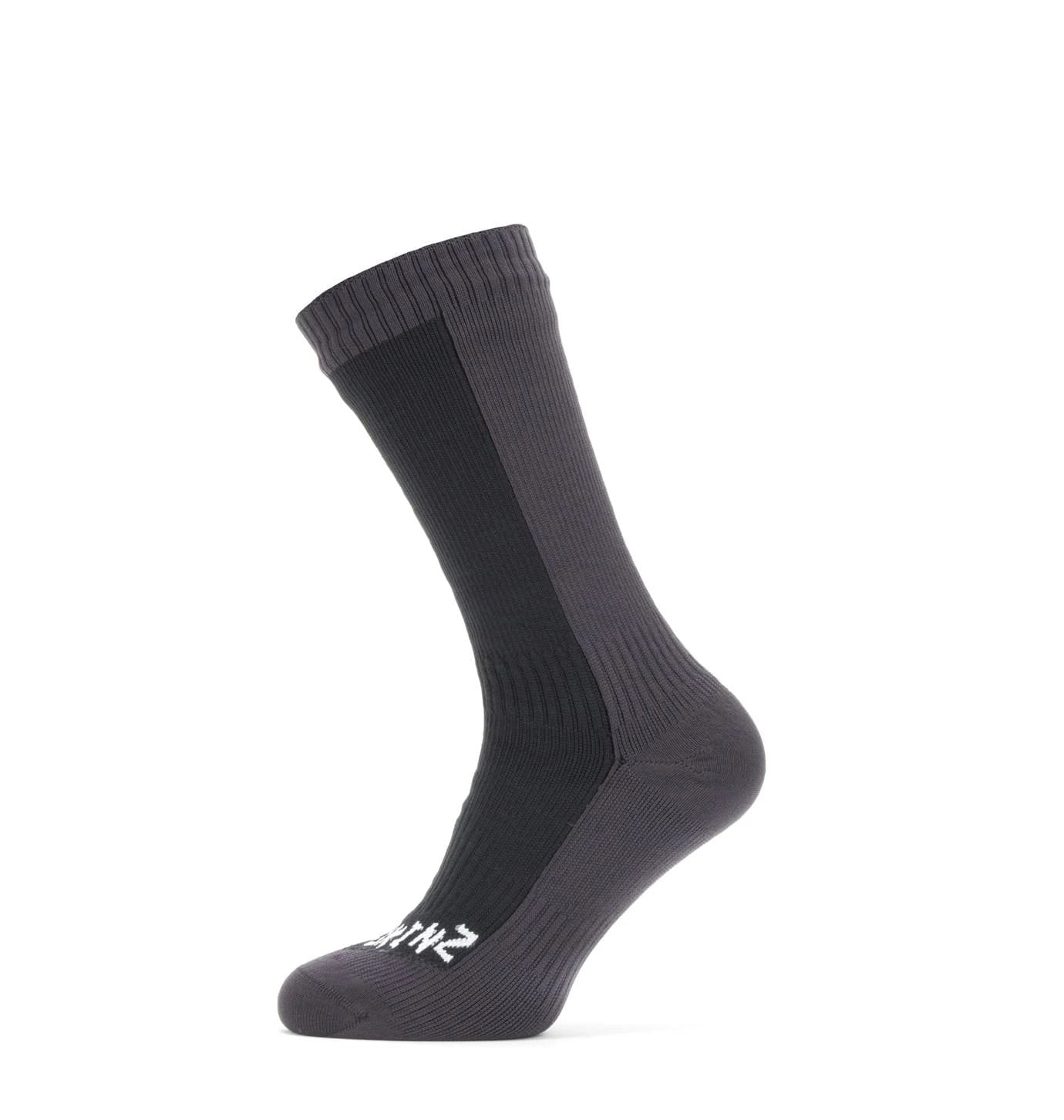 SEALSKINZ WATERPROOF COLD WEATHER MID LENGTH SOCK - BLACK/GREY