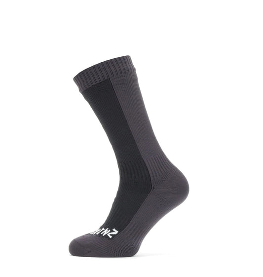 SEALSKINZ WATERPROOF COLD WEATHER MID LENGTH SOCK  BLACK/GREY