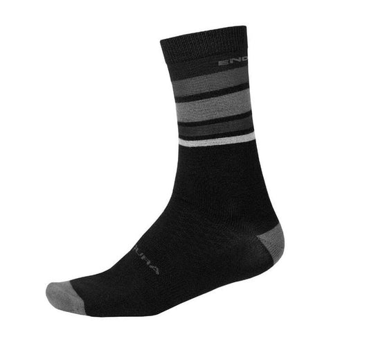 ENDURA BAABAA MERINO STRIPE SOCK MATT BLACK
