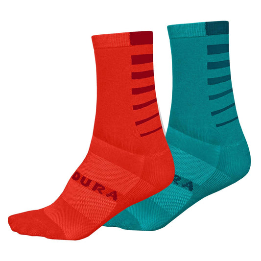 ENDURA WOMEN'S COOLMAX STRIPE SOCKS (TWIN PACK) PACIFIC BLUE