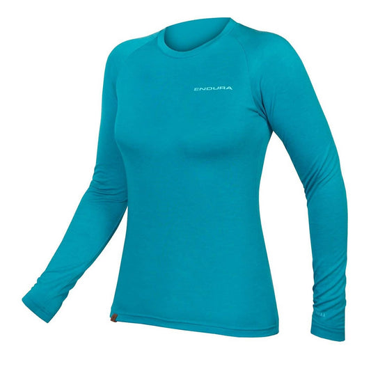 ENDURA WOMEN'S BAABAA BLEND L/S BASELAYER PACIFIC BLUE