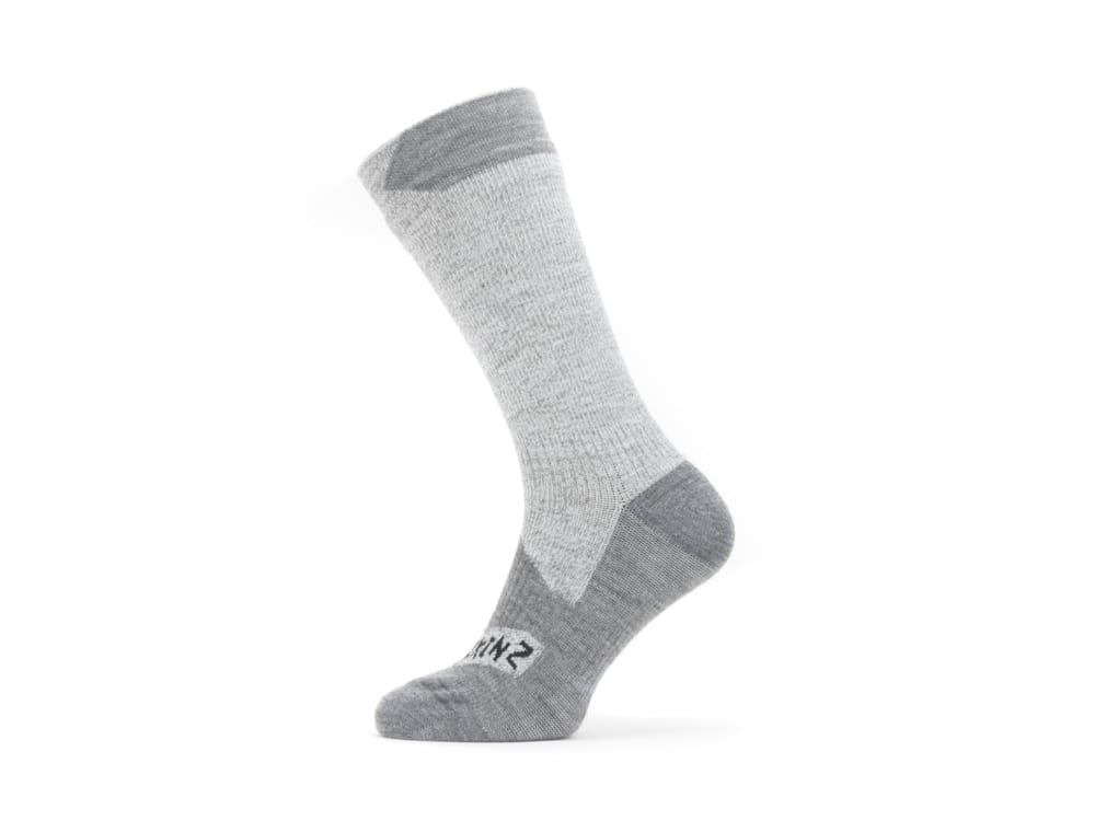 SEALSKINZ WATERPROOF ALL WEATHER MID LENGTH SOCK - GREY/GREY MARL