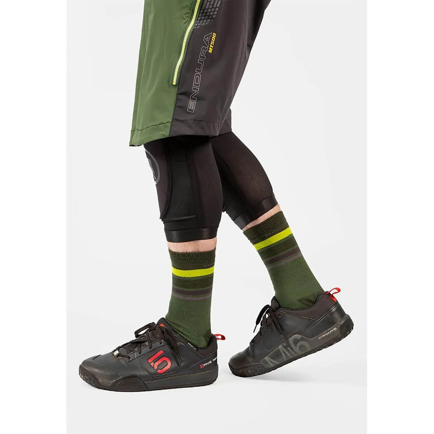 ENDURA BAABAA MERINO STRIPE SOCK - FOREST GREEN