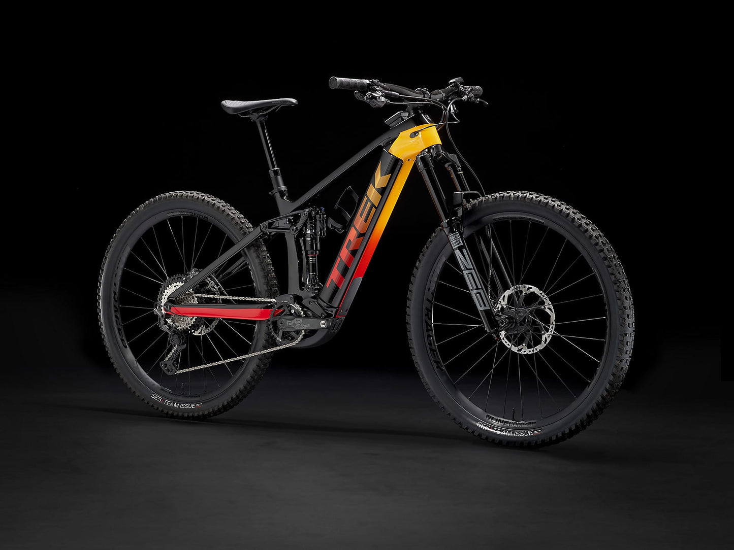 TREK RAIL 9.8 XT E-MTB BIKE 2022 - TREK BLACK/MARIGOLD TO RED FADE