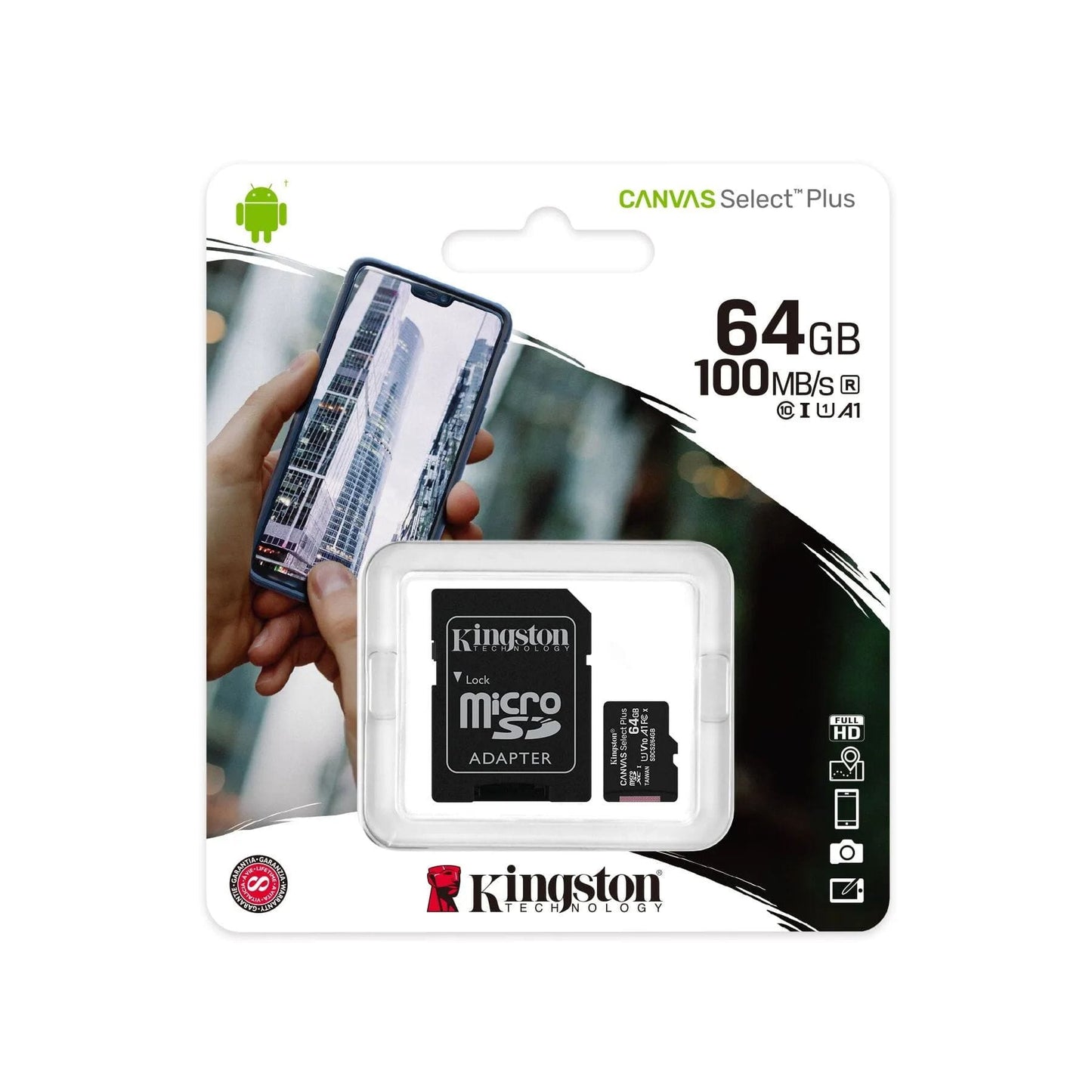 KINGSTON CANVAS SELECT PLUS MICROSD CARD - 64GB