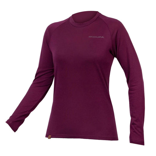 ENDURA WOMEN'S BAABAA BLEND L/S BASELAYER - AUBERGINE