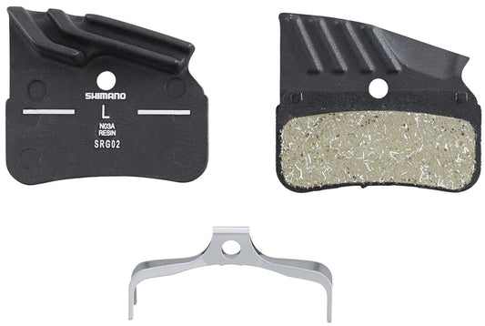 SHIMANO N03A DISC BRAKE PADS AND SPRING, ALLOY BACK WITH COOLING FINS, RESIN