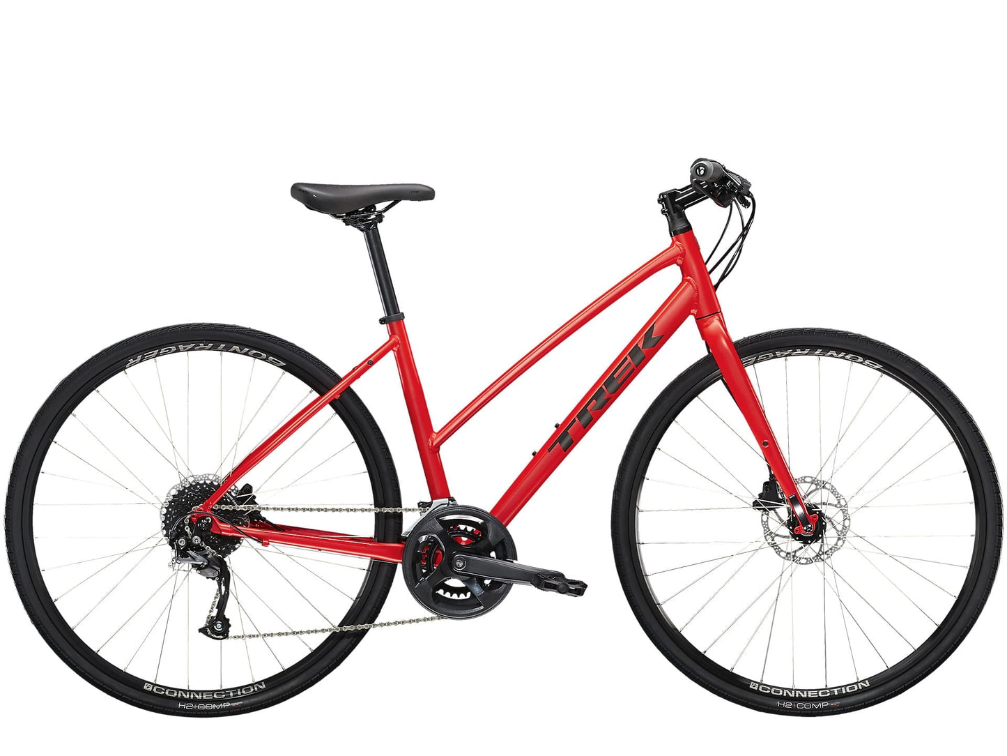 TREK FX 2 DISC STAGGER HYBRID BIKE 2023 - SATIN VIPER RED