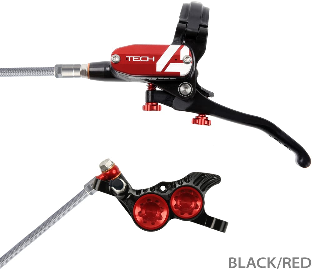 HOPE TECH 4 V4 STEEL BRAIDED DISC BRAKE FRONT LEFT - BLACK/RED