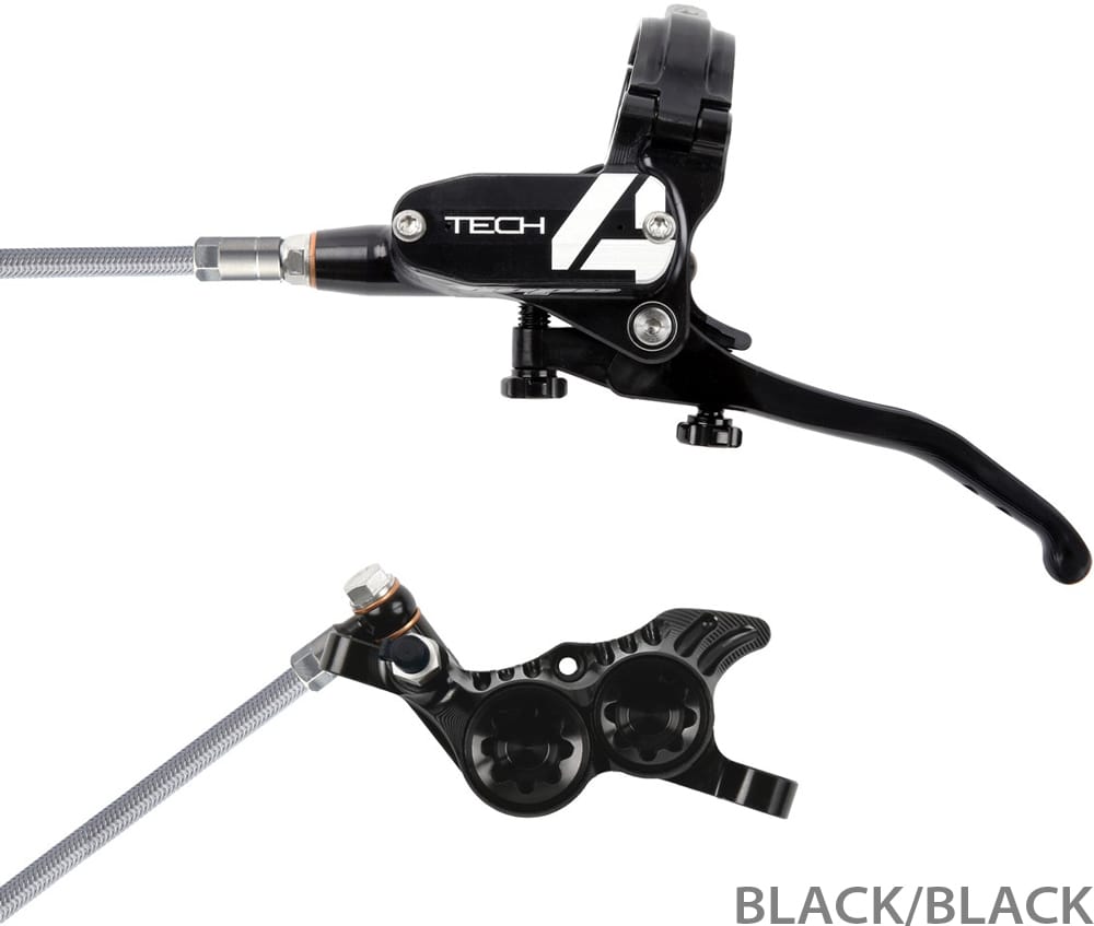 HOPE TECH 4 V4 STEEL BRAIDED DISC BRAKE FRONT LEFT - BLACK/BLACK