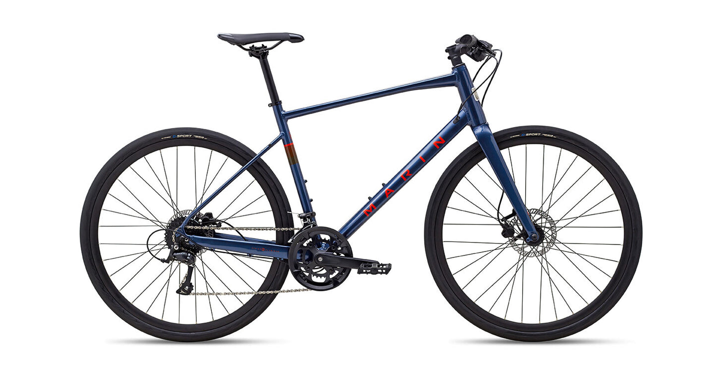 MARIN FAIRFAX 3 HYBRID BIKE 2025 GLOSS BLUE/ORANGE