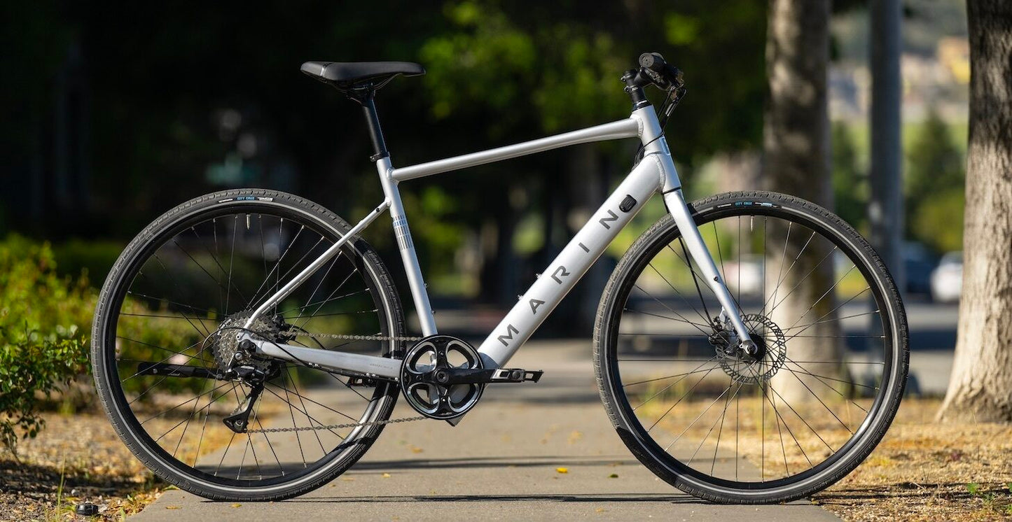 MARIN FAIRFAX E ELECTRIC HYBRID BIKE 2025 GLOSS SILVER