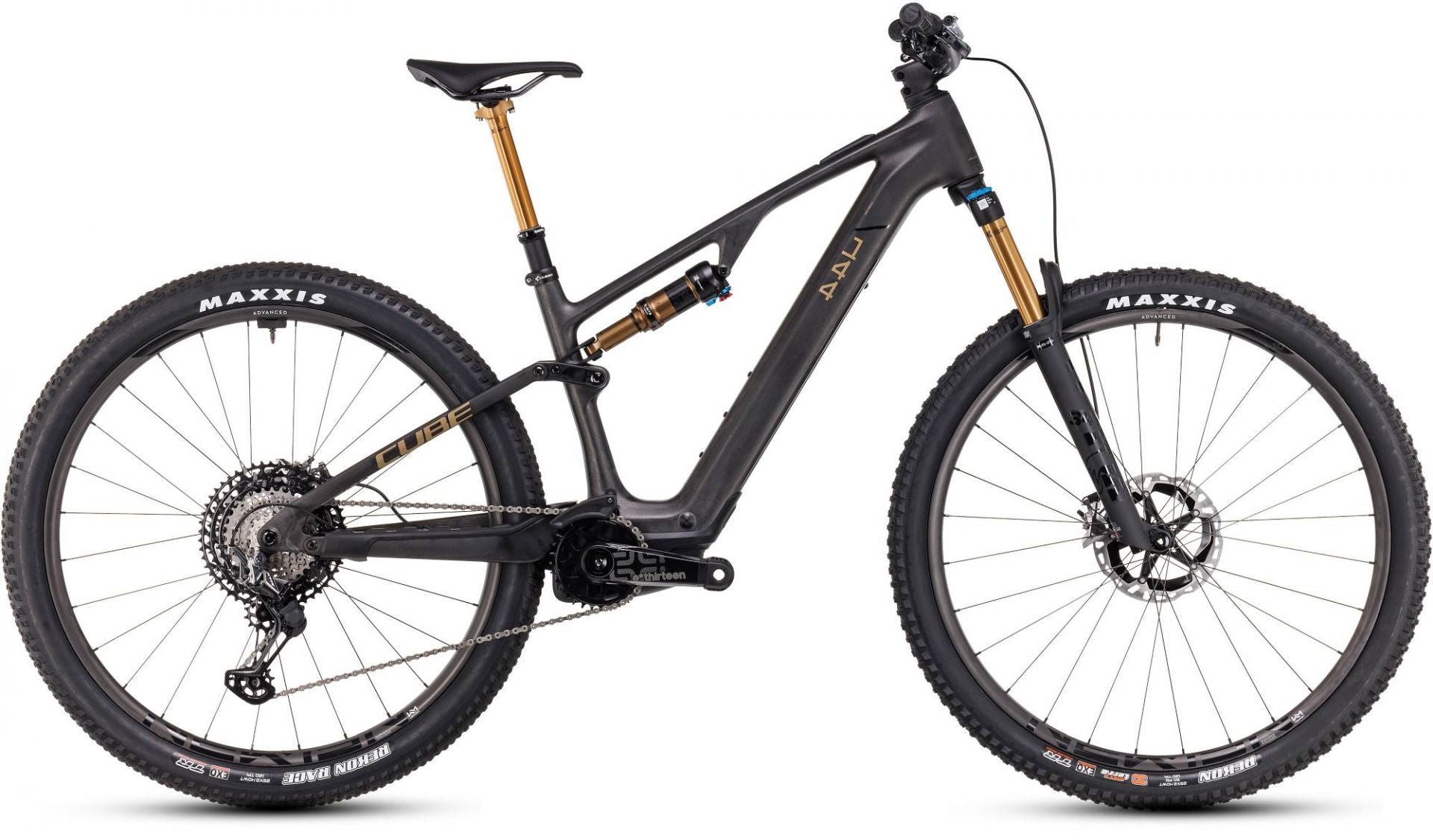 CUBE AMS HYBRID ONE44 C:68X SLT 400X E-MTB BIKE 2024 CARBON 'N' GOLDDUST