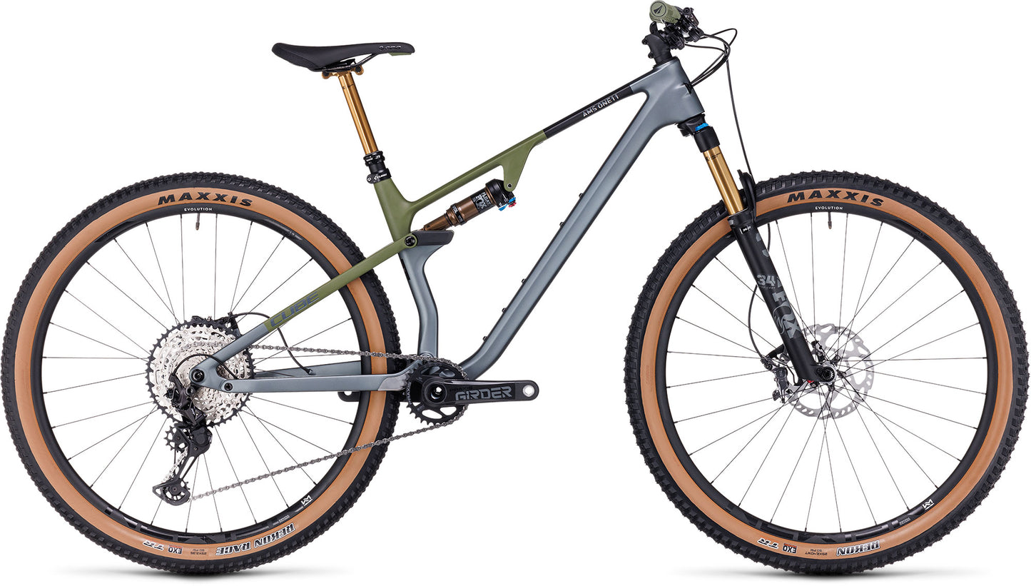 CUBE AMS ONE11 C:68X TM 29 FS MTB BIKE 2023 FLASHGREY 'N' OLIVE