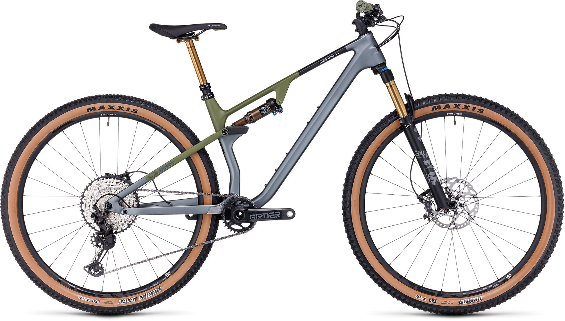 CUBE AMS ONE11 C:68X TM 29 FS MTB BIKE 2023 FLASHGREY 'N' OLIVE
