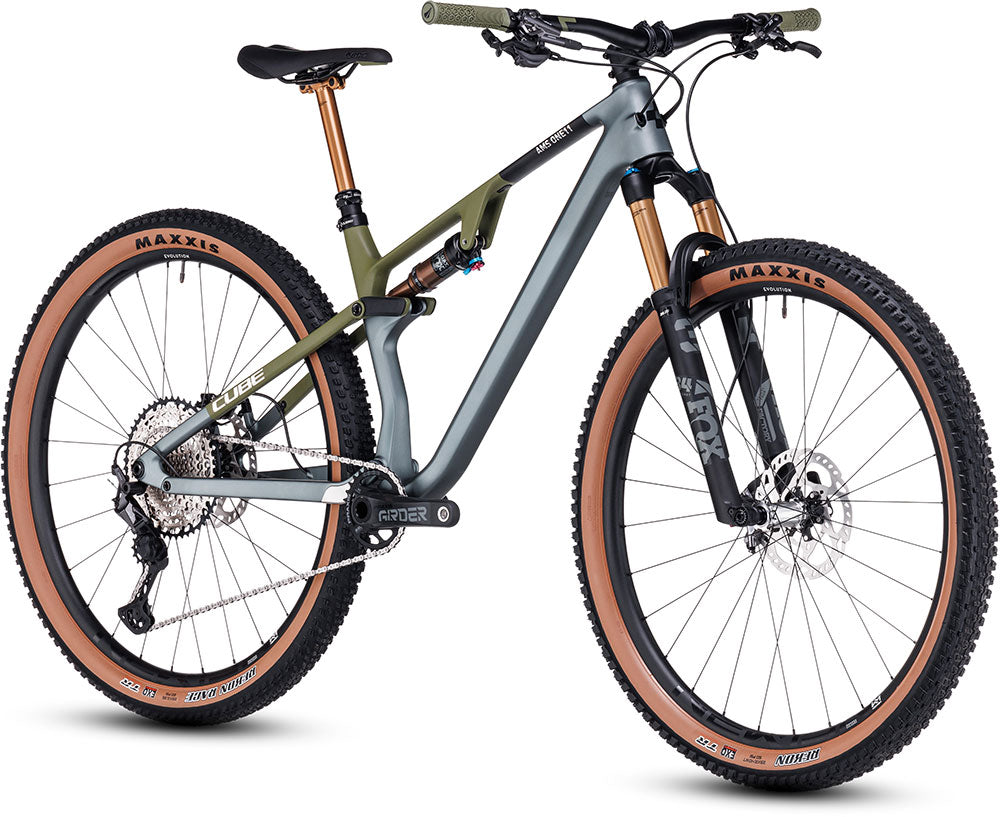 CUBE AMS ONE11 C:68X TM 29 FS MTB BIKE 2023 FLASHGREY 'N' OLIVE