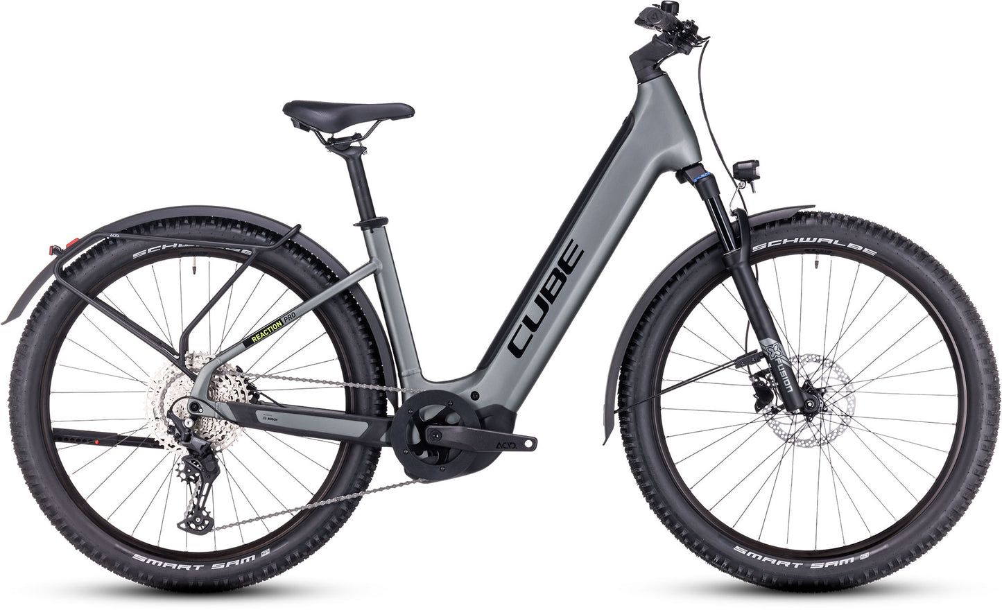 CUBE REACTION HYBRID PRO 750 ALLROAD EASY ENTRY E-BIKE 2023 - FLASHGREY 'N' GREEN