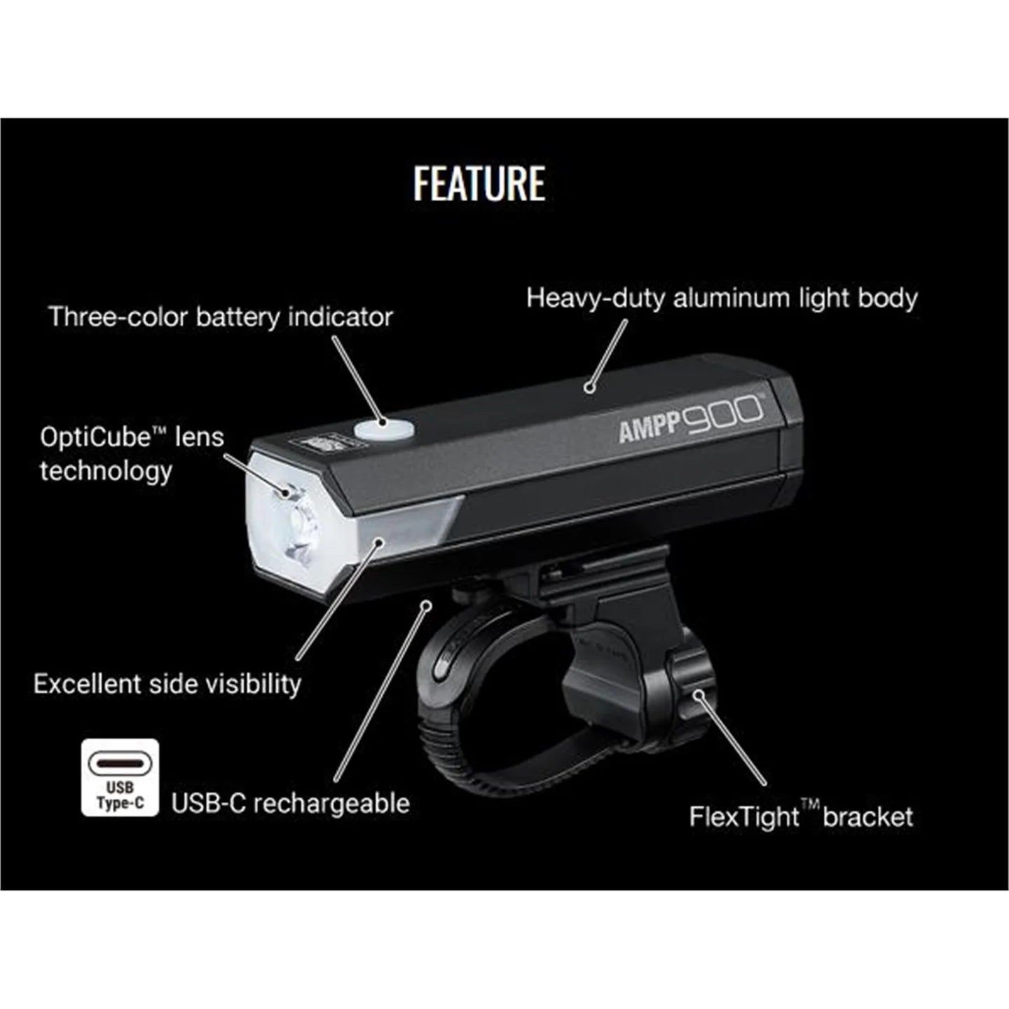 CATEYE AMPP 900 FRONT BIKE LIGHT
