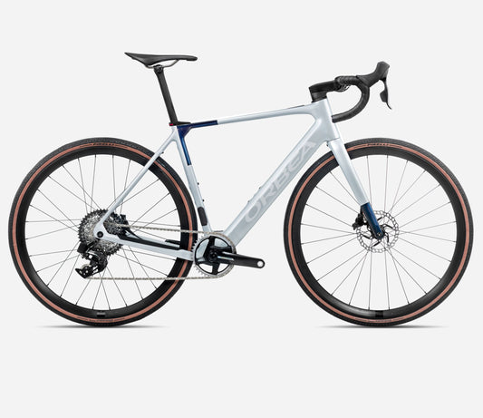 ORBEA GAIN M30 eROAD BIKE 2025 HALO SILVER (MATT)-BLUE CARBON VIEW (GLOSS)