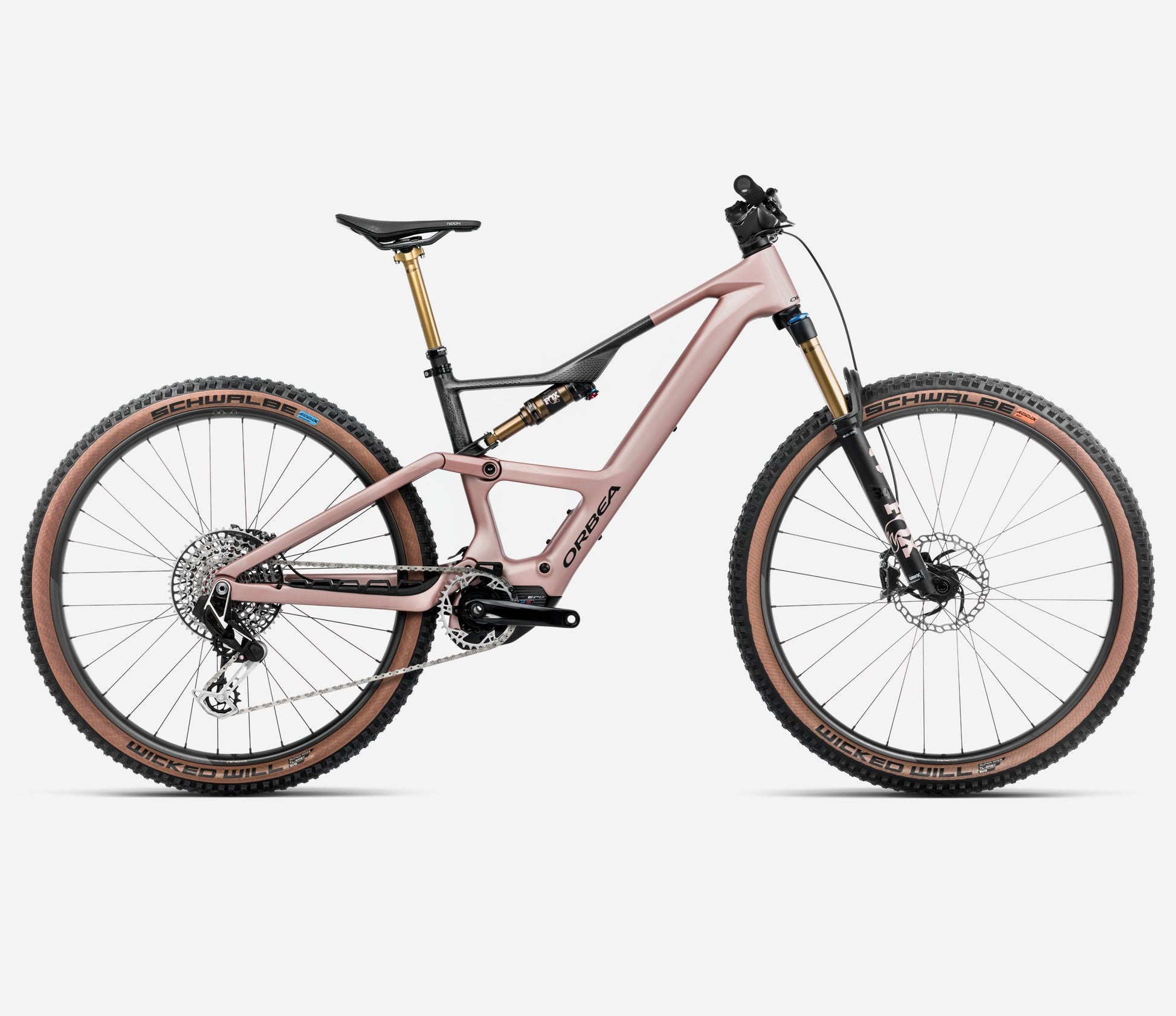 ORBEA RISE SL M20 630Wh FULL SUSPENSION eMTB BIKE 2025 DESERT ROSE - CARBON RAW (MATT)