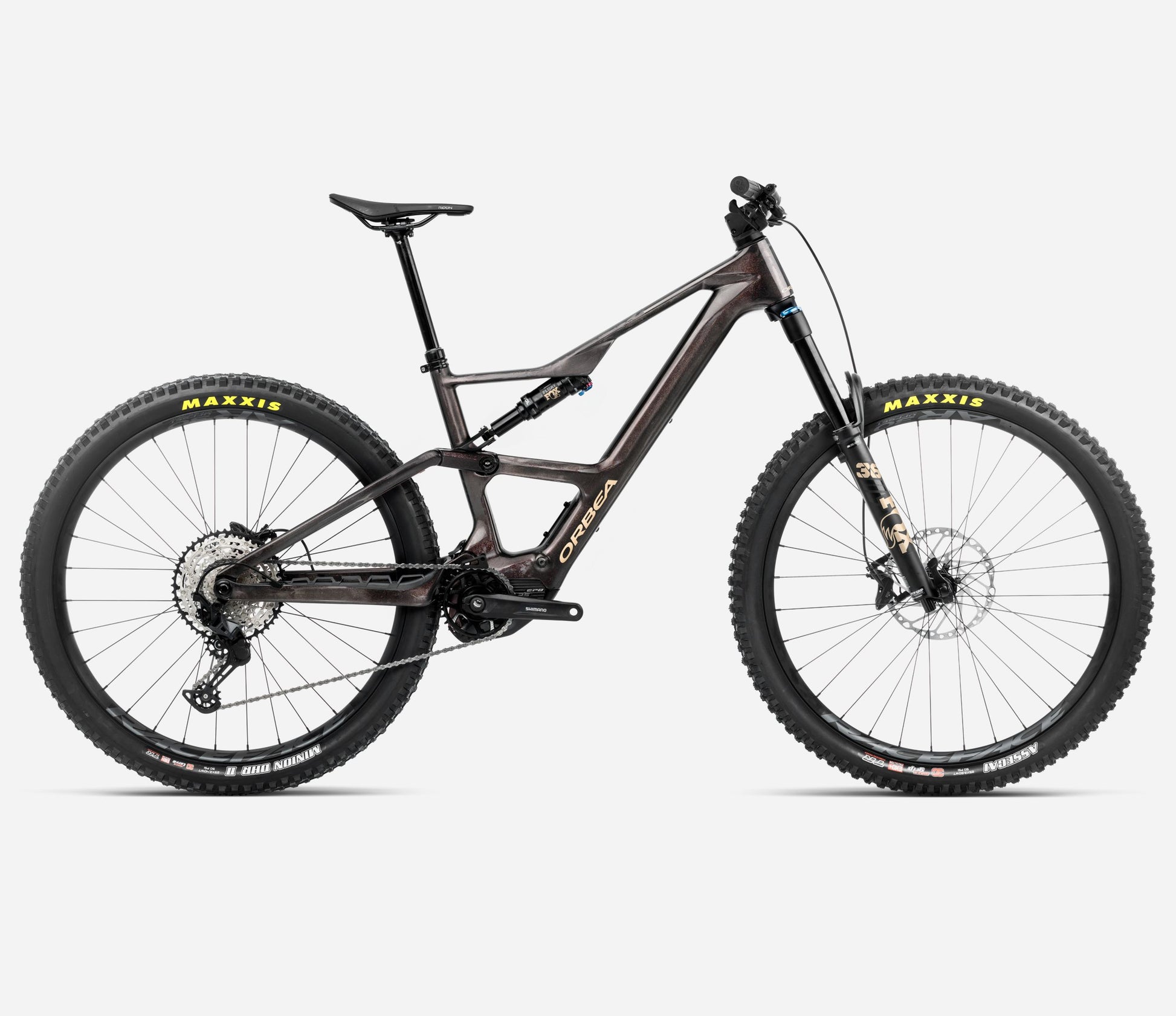 ORBEA RISE SL M10 630Wh FULL SUSPENSION eMTB BIKE 2025 COSMIC CARBON VIEW - GOLDEN SAND