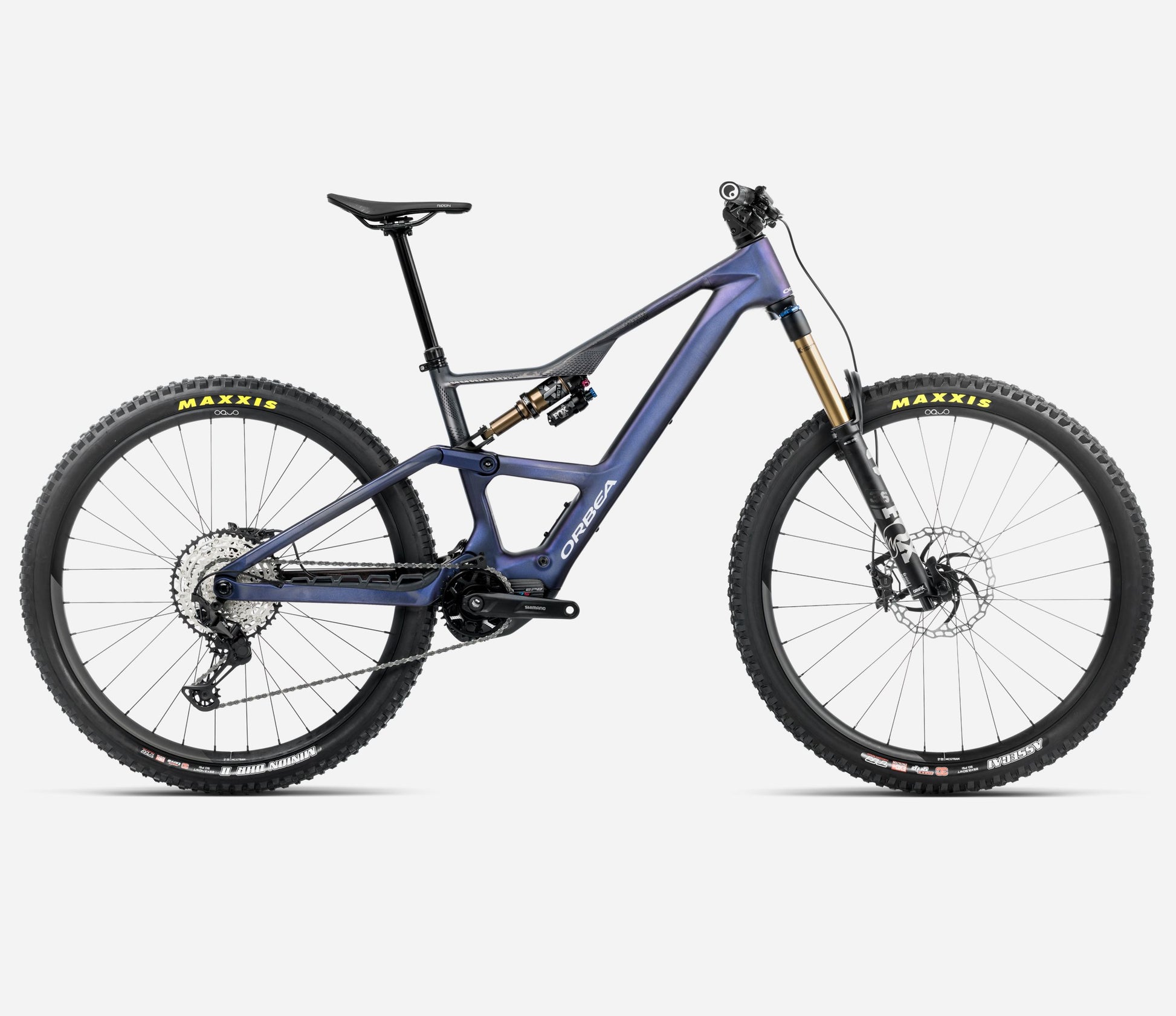 ORBEA RISE LT M10 420Wh FULL SUSPENSION eMTB BIKE 2025 TANZANITE CARBON VIEW - CARBON RAW (MATT)