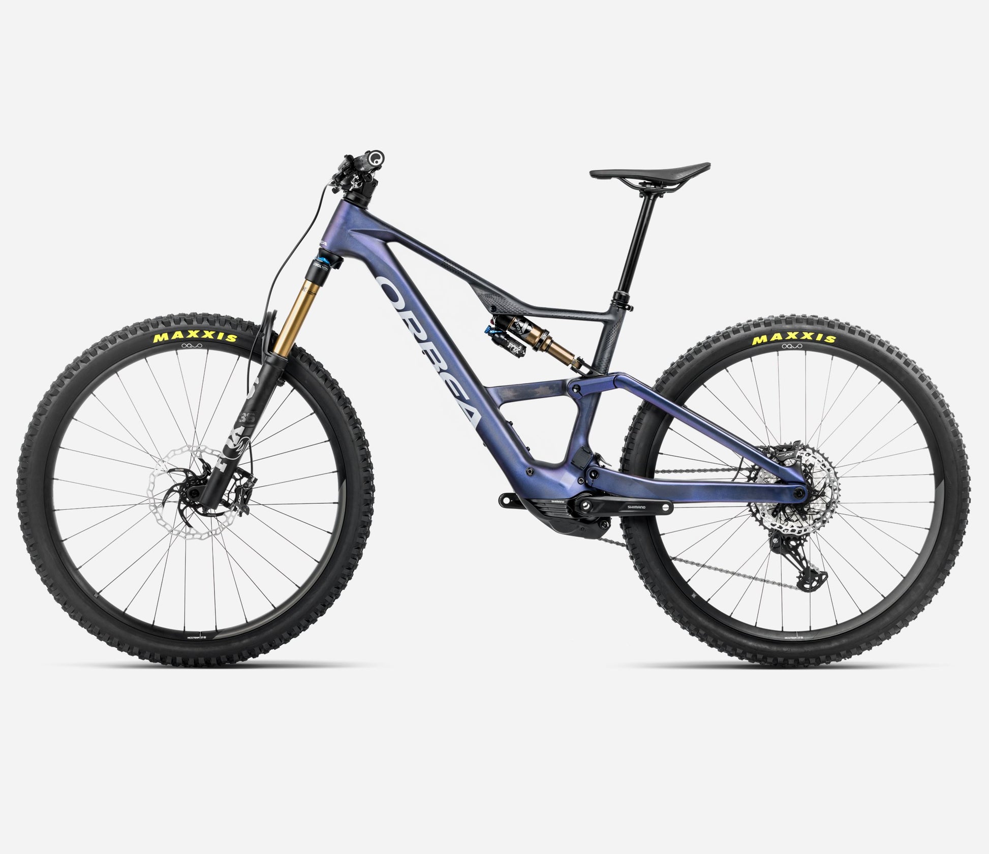 ORBEA RISE LT M10 420Wh FULL SUSPENSION eMTB BIKE 2025 TANZANITE CARBON VIEW - CARBON RAW (MATT)