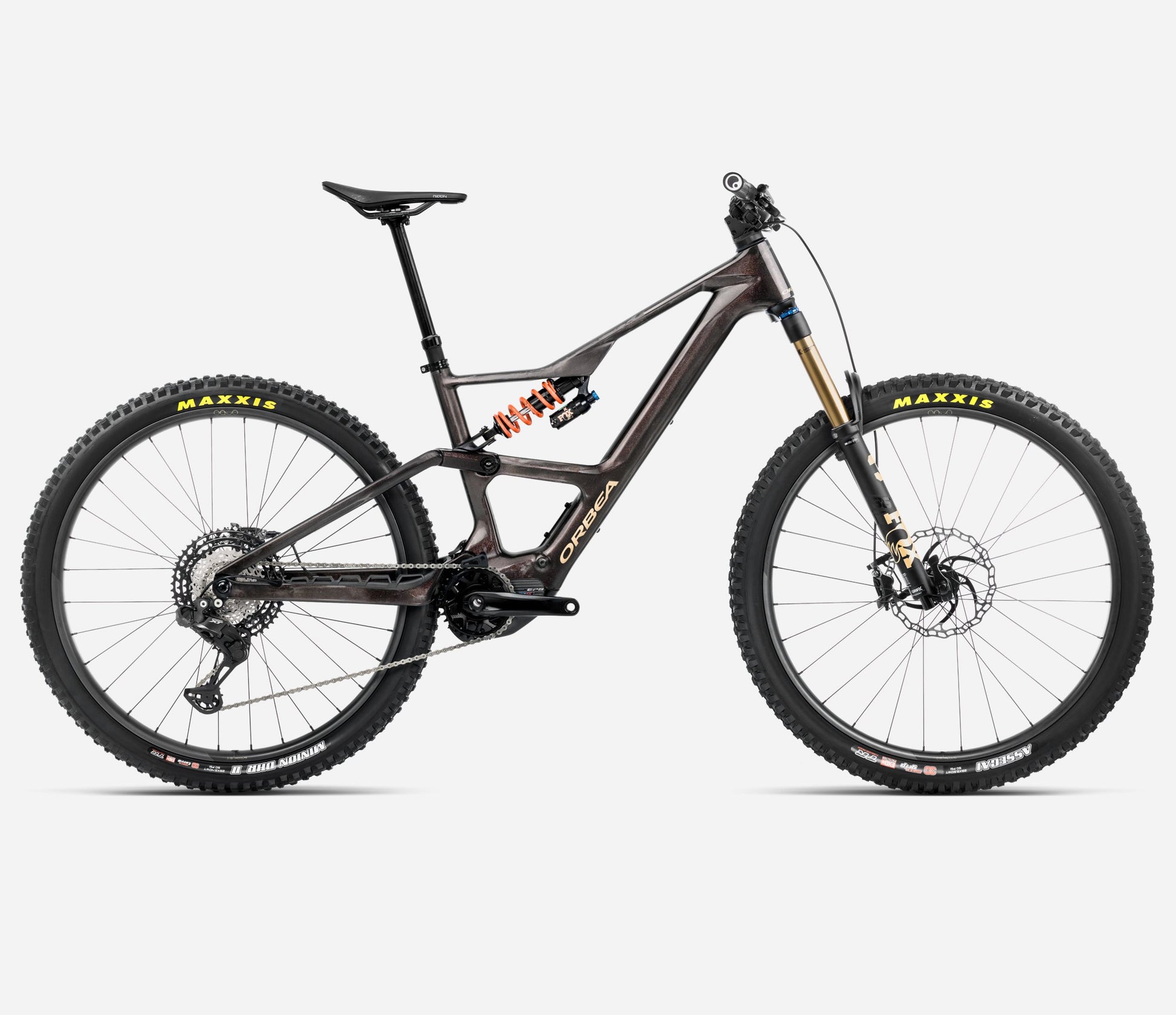 ORBEA RISE LT M-TEAM 630Wh FULL SUSPENSION eMTB BIKE 2025 COSMIC CARBON VIEW - GOLDEN SAND (GLOSS)