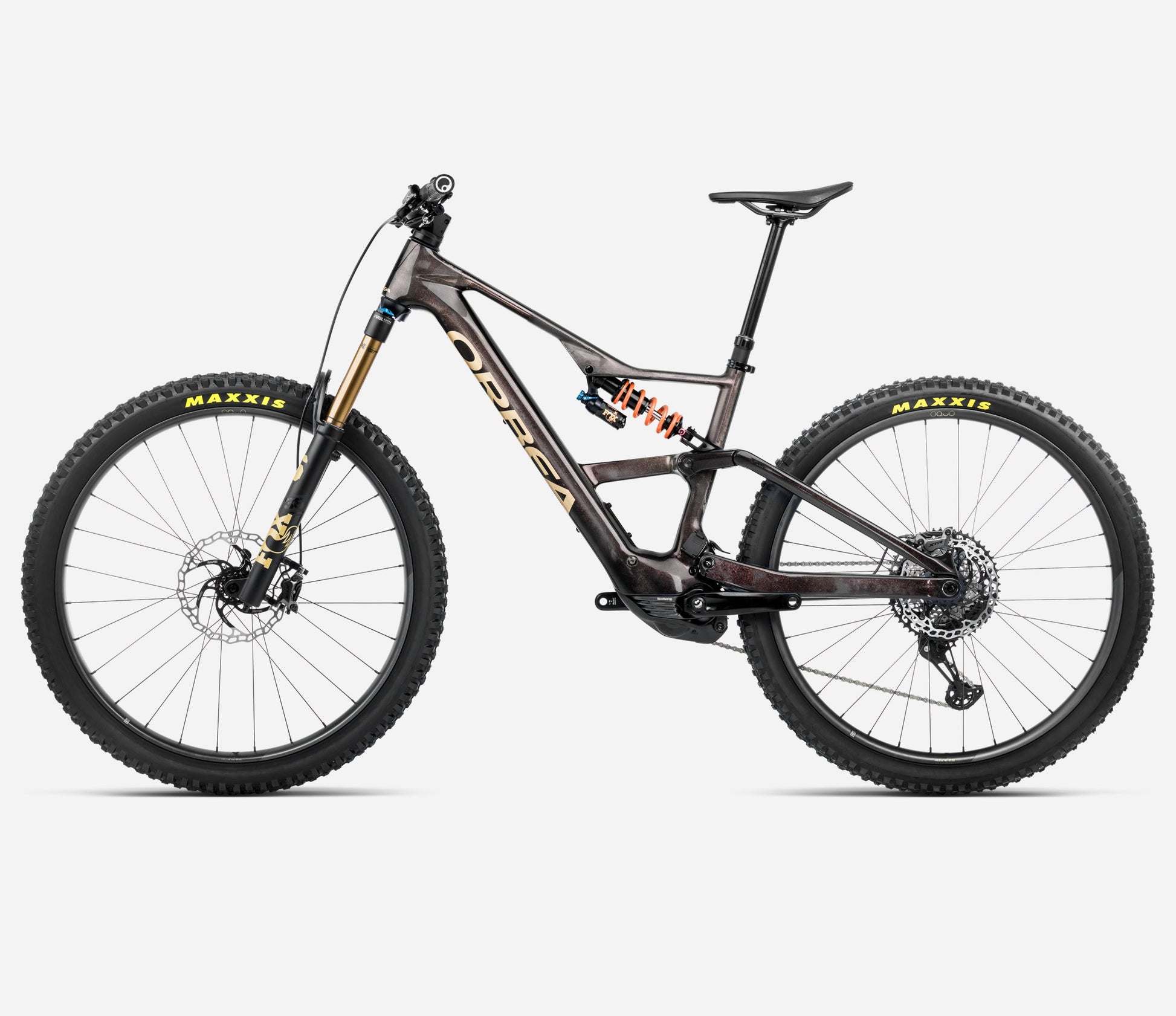 ORBEA RISE LT M-TEAM 630Wh FULL SUSPENSION eMTB BIKE 2025 COSMIC CARBON VIEW - GOLDEN SAND (GLOSS)