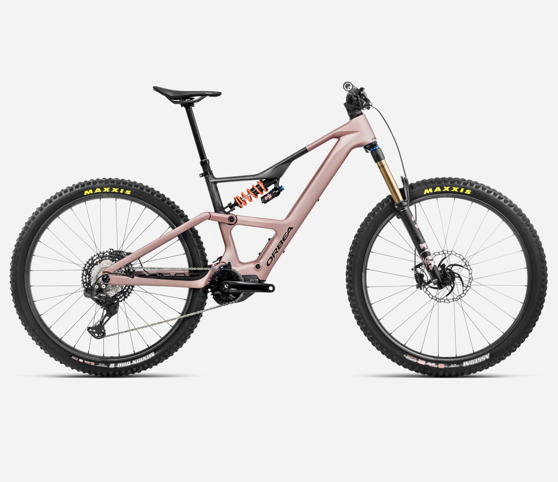 ORBEA RISE LT M-TEAM 630Wh FULL SUSPENSION eMTB BIKE 2025 DESERT ROSE - CARBON RAW (MATT)