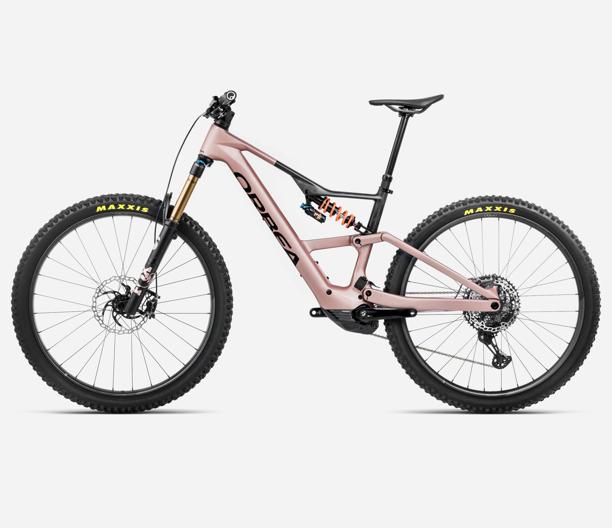 ORBEA RISE LT M-TEAM 630Wh FULL SUSPENSION eMTB BIKE 2025 DESERT ROSE - CARBON RAW (MATT)