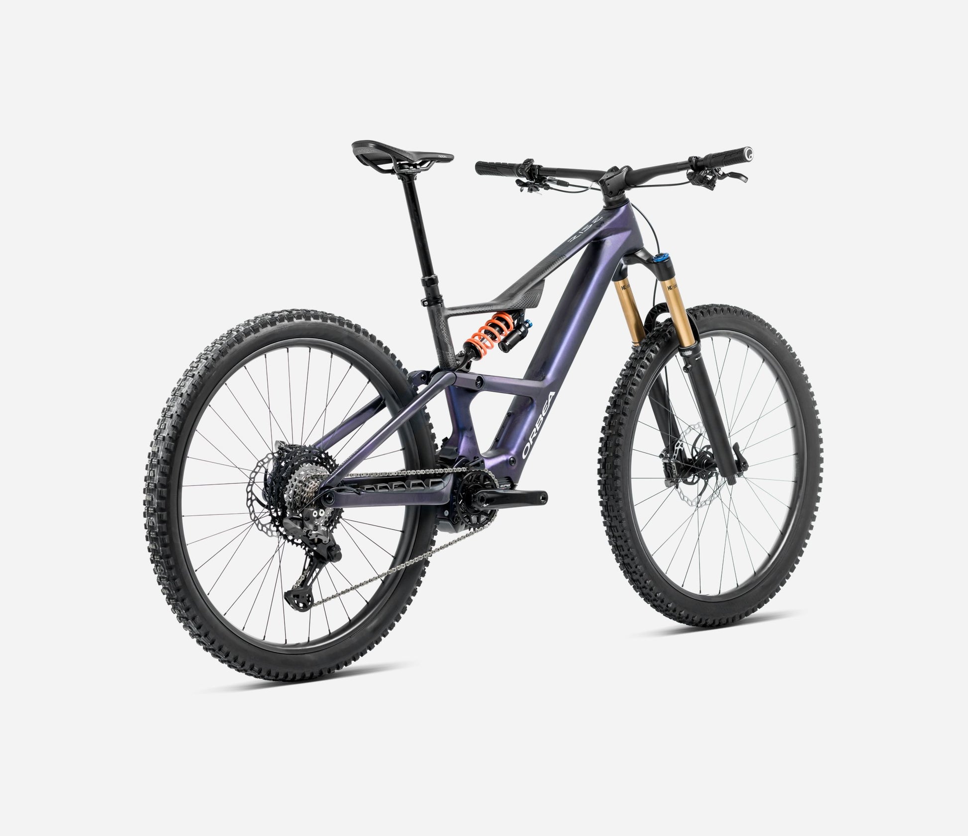 ORBEA RISE SL M10 630Wh FULL SUSPENSION eMTB BIKE 2025 TANZANITE CARBON VIEW - CARBON RAW (MATT)