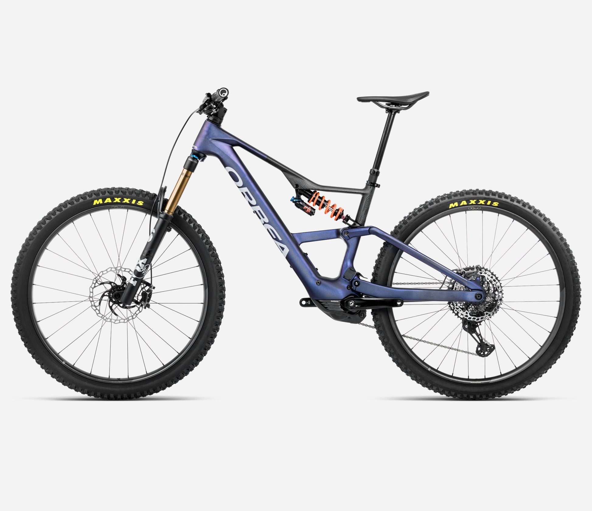 ORBEA RISE LT M-TEAM 630Wh FULL SUSPENSION eMTB BIKE 2025 TANZANITE CARBON VIEW - CARBON RAW (MATT)