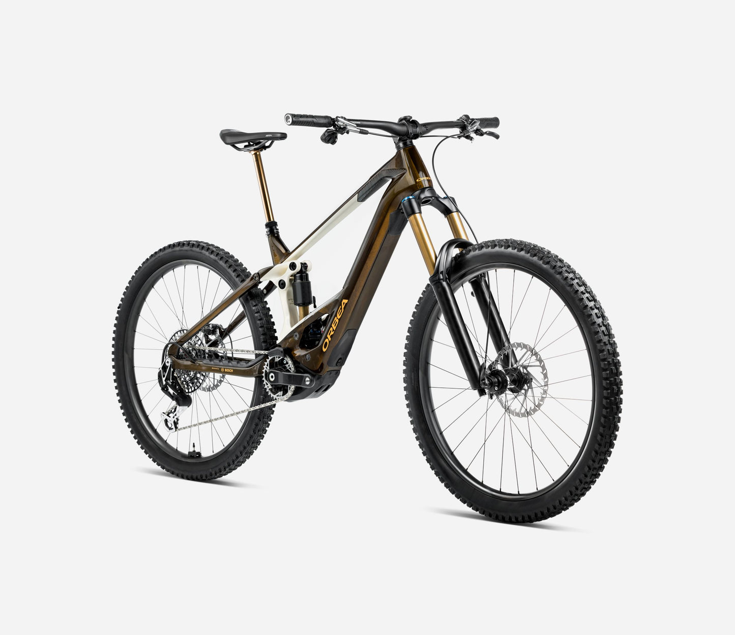 ORBEA WILD M10 FULL SUSPENSION eMTB BIKE 2025 CARAMEL CARBON VIEW (GLOSS) - CREAM WHITE (MATT)