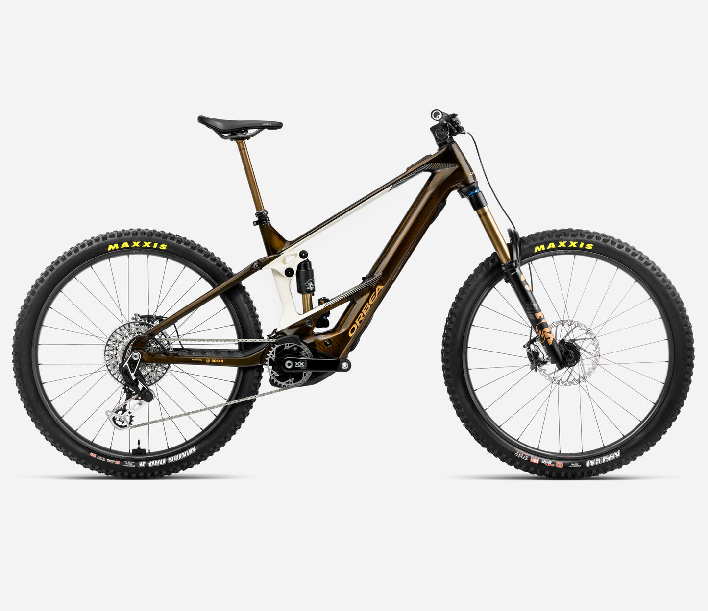 ORBEA WILD M10 FULL SUSPENSION eMTB BIKE 2025 CARAMEL CARBON VIEW (GLOSS) - CREAM WHITE (MATT)