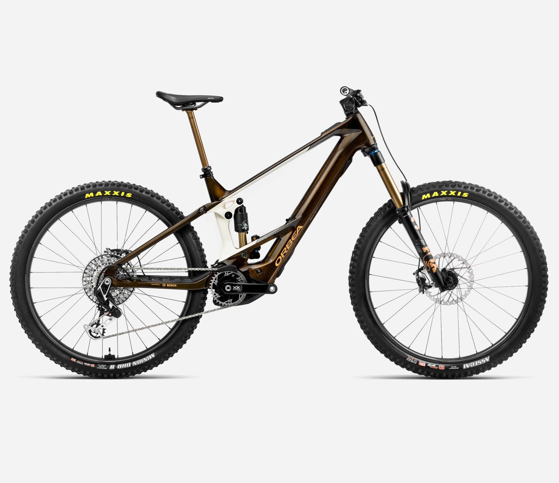 ORBEA WILD M10 FULL SUSPENSION eMTB BIKE 2025 CARAMEL CARBON VIEW (GLOSS) - CREAM WHITE (MATT)