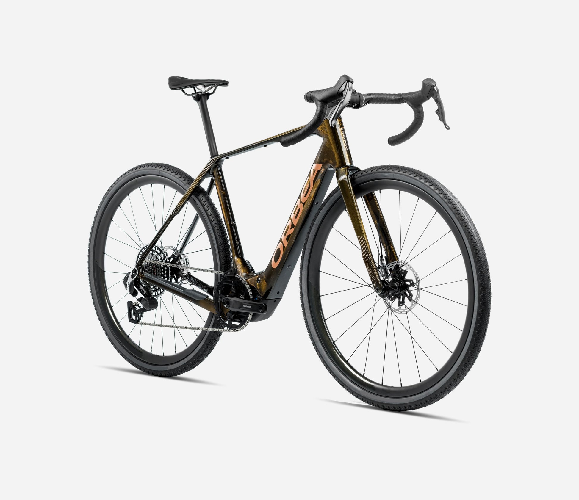 ORBEA DENNA M20i eROAD BIKE 2025 CARAMEL CARBON VIEW-GOLDEN SAND (GLOSS)