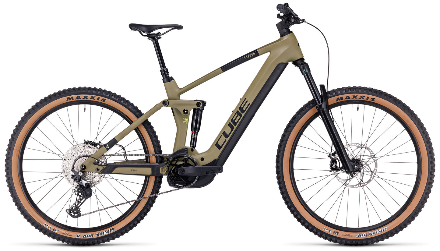 CUBE STEREO HYBRID 160 HPC RACE 750 E-MTB BIKE 2023 - OLIVE' N 'GREEN