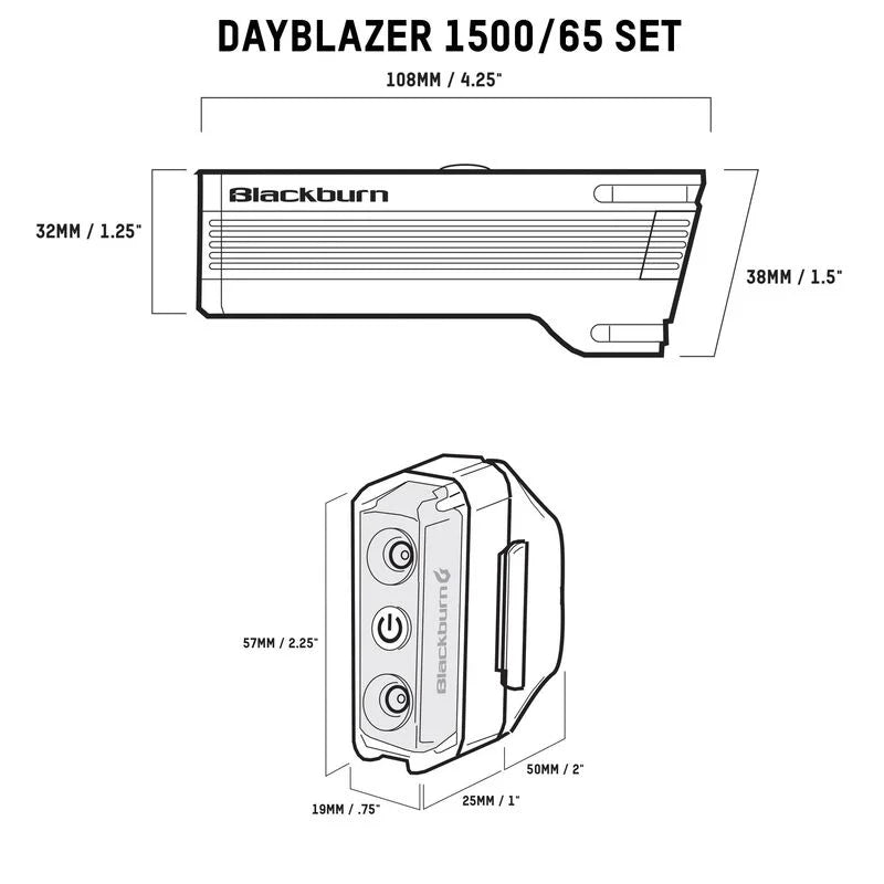 BLACKBURN DAYBLAZER 1500 FRONT + DAYBLAZER 65 REAR LIGHT SET