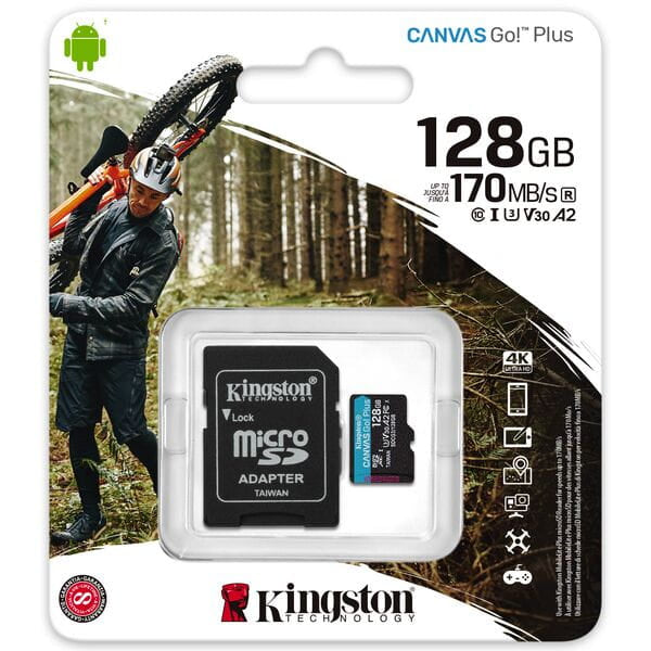 KINGSTON CANVAS GO PLUS MICROSD CARD - 128GB