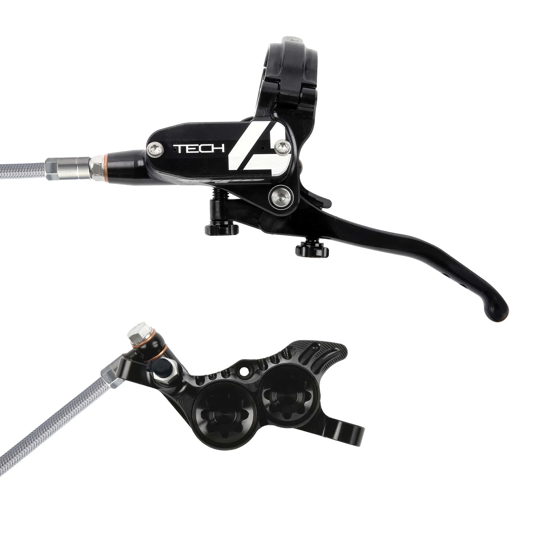 HOPE TECH 4 V4 STEEL BRAIDED DISC BRAKE FRONT LEFT BLACK/BLACK