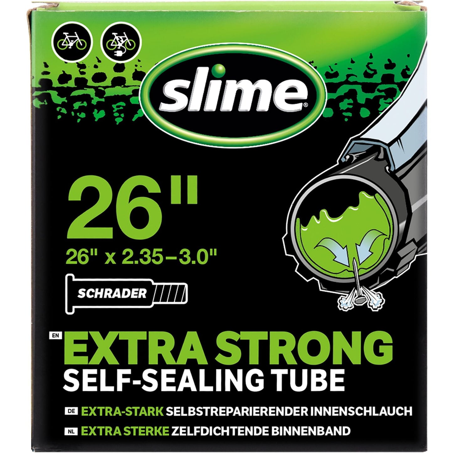 SLIME SELF-SEALING BICYCLE INNER TUBE (26" x 2.35-3.0" Schrader)