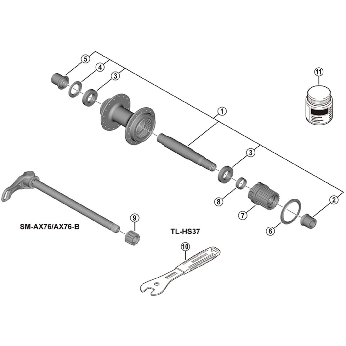 SHIMANO FH-MT410-B HUB AXLE