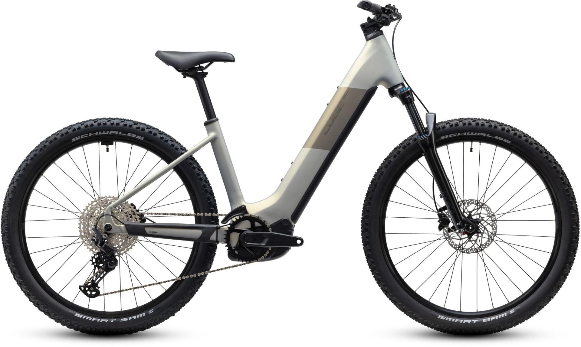 CUBE REACTION HYBRID ONE 720 HARDTAIL eMTB BIKE 2027 PEARLSILVER 'N' CHROME (EASY ENTRY)