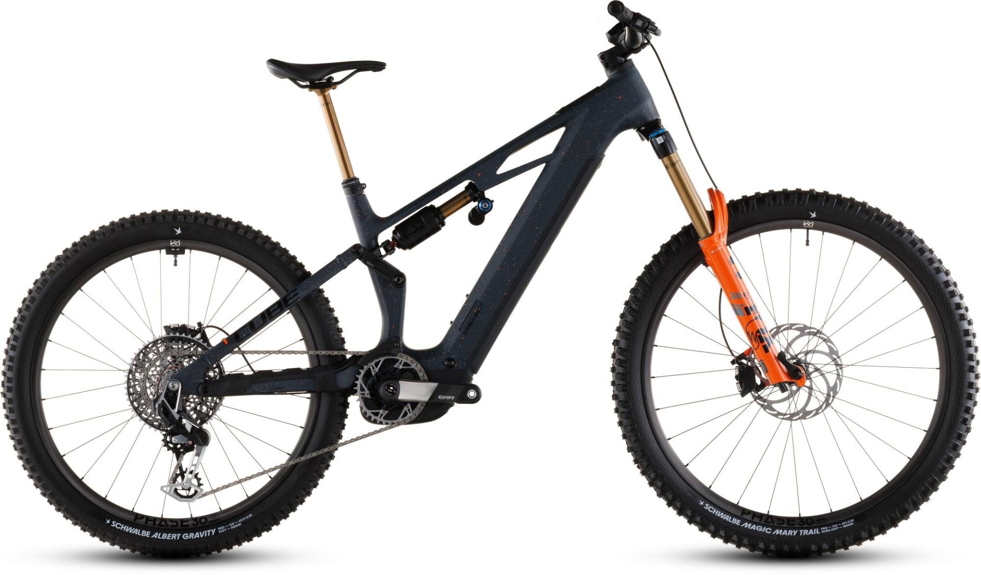 CUBE STEREO HYBRID ONE77 HPC SLT 800 eMTB BIKE 2026 GALAXY' N 'ORANGE